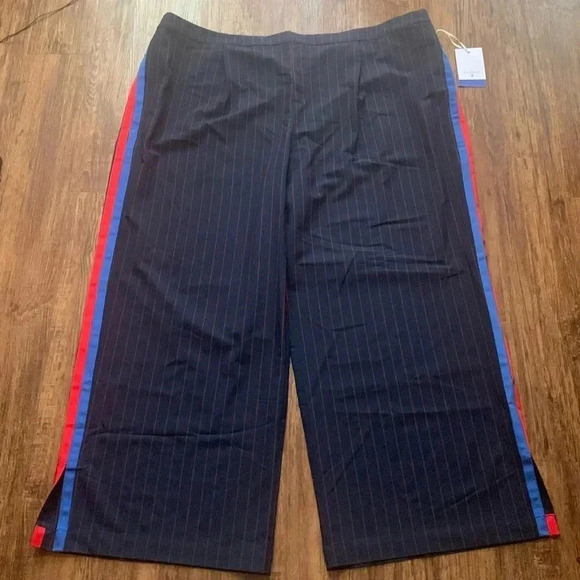 LA LIGNE X TARGET Pant Wide Leg Trousers Side Stripe Navy & Red Size 4X New - Picture 2 of 12